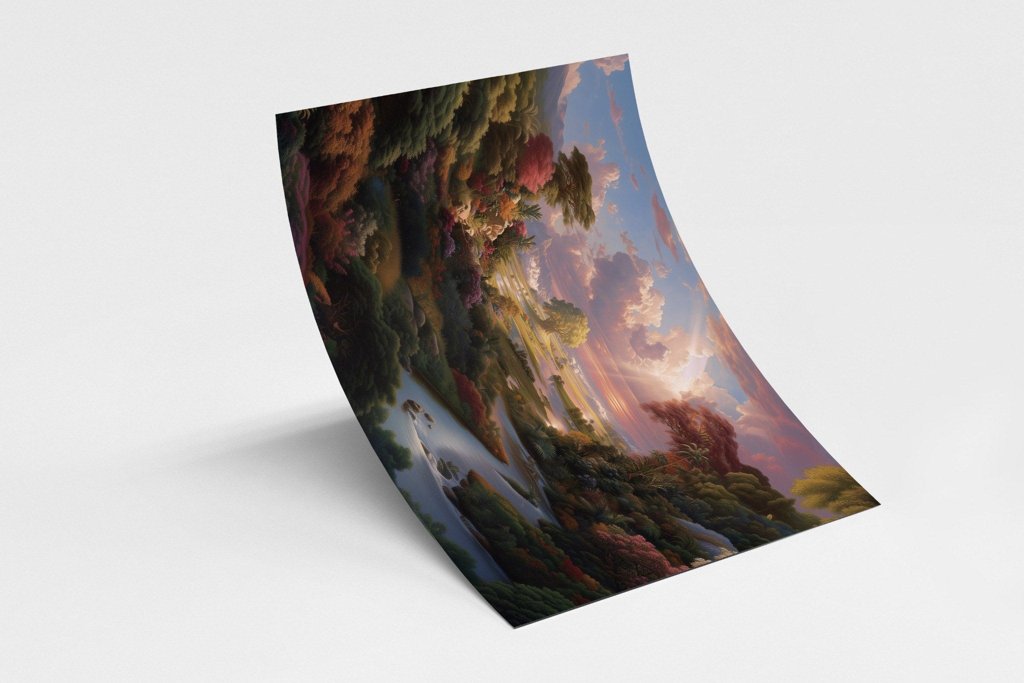 A lush vision of the Garden of Eden – colorful biblical artwork symbolizing creation, innocence, and divine harmony, perfect as Christian wall decor or faith-inspired canvas print.