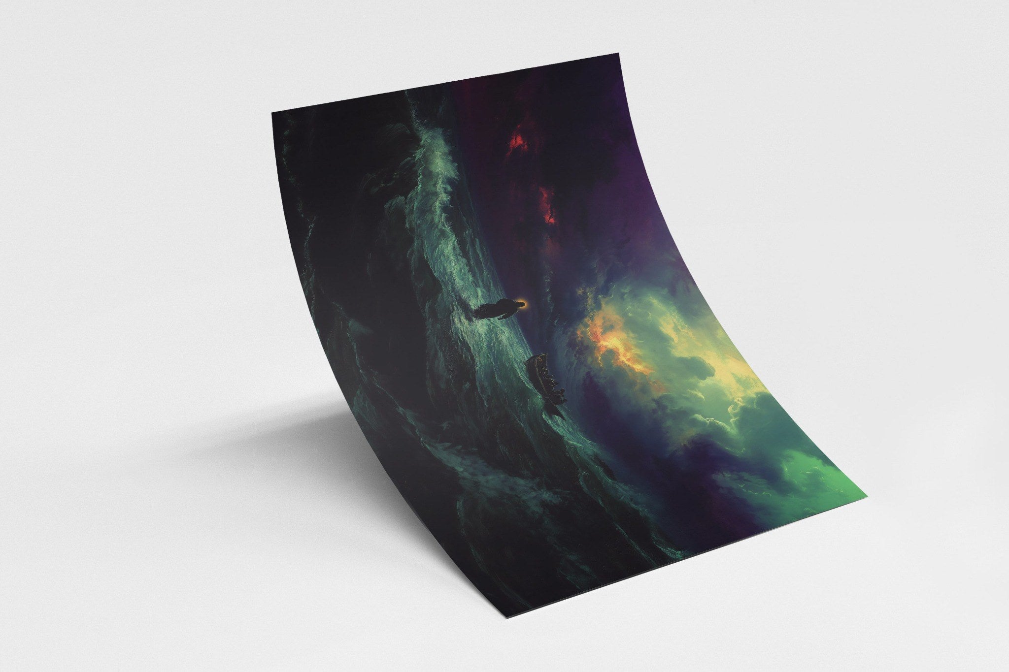 Faith-inspired artwork of Jesus walking on water to save the disciples – perfect for Christian homes or prayer spaces.