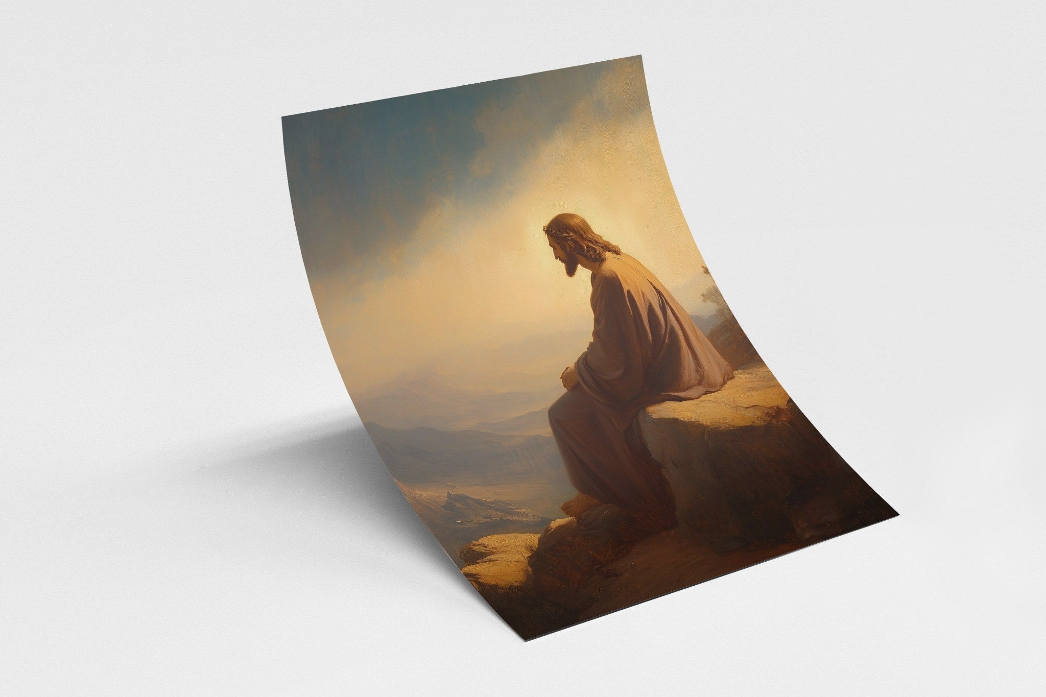Gentle and radiant depiction of Jesus Christ – faith-filled Christian poster for meditation and reflection.