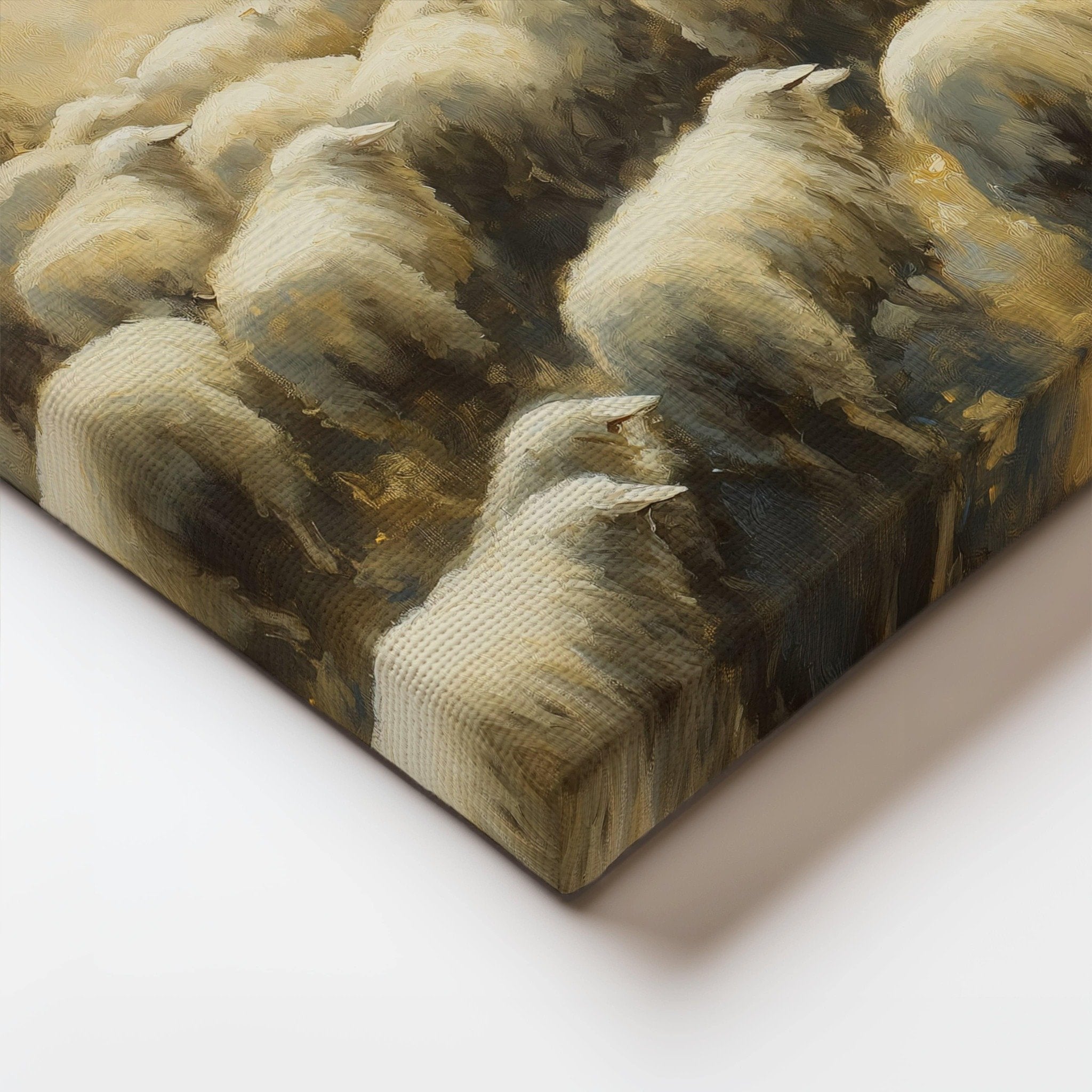 Inspirational Christian home decor with biblical figure and peaceful landscape