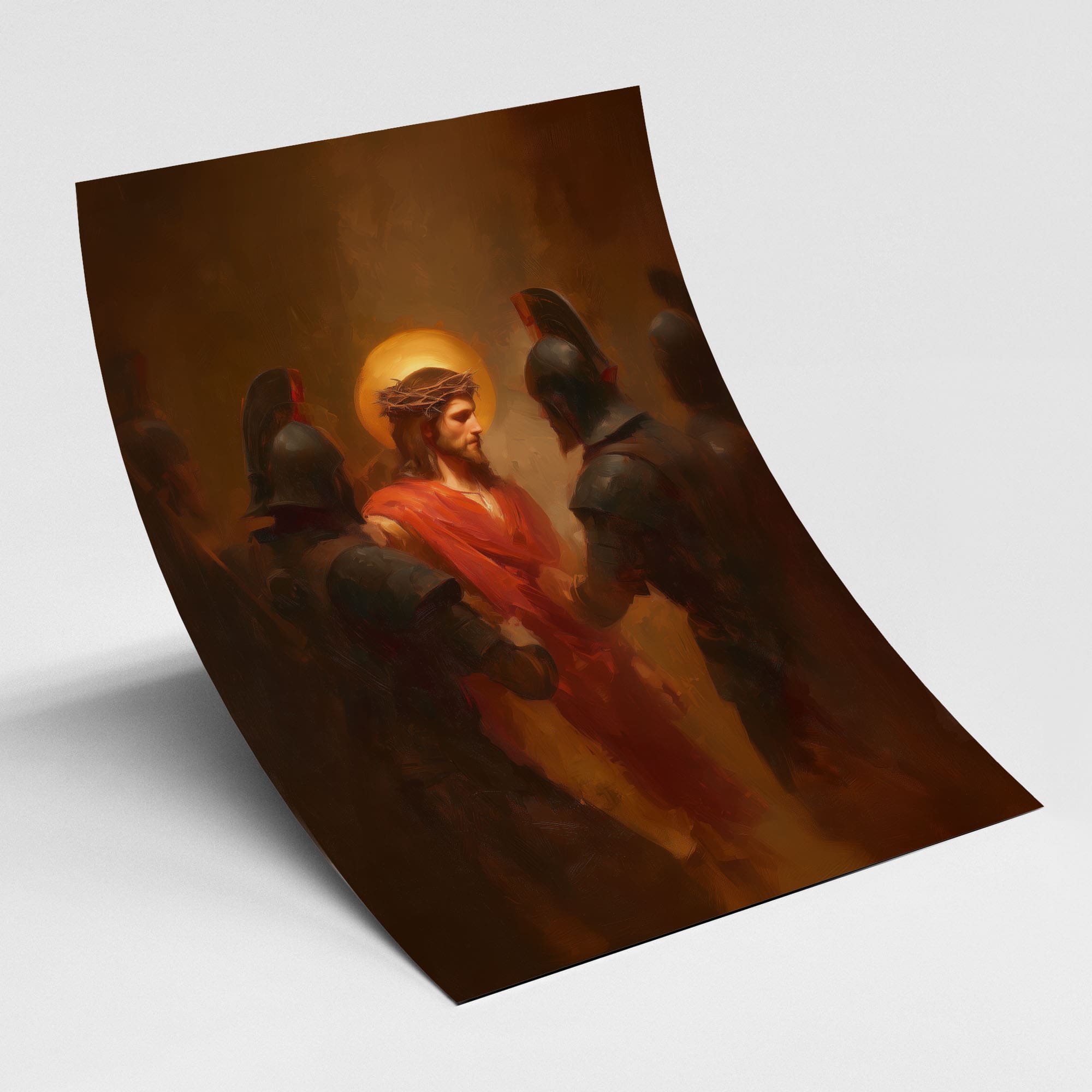 The Crown of Thorns – Jesus Christ crowned with thorns before the crucifixion, Christian oil painting artwork by Faith Worldwide