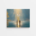 Christian canvas print of Jesus being baptized with dove descending – faith wall art symbolizing Holy Spirit and new beginning